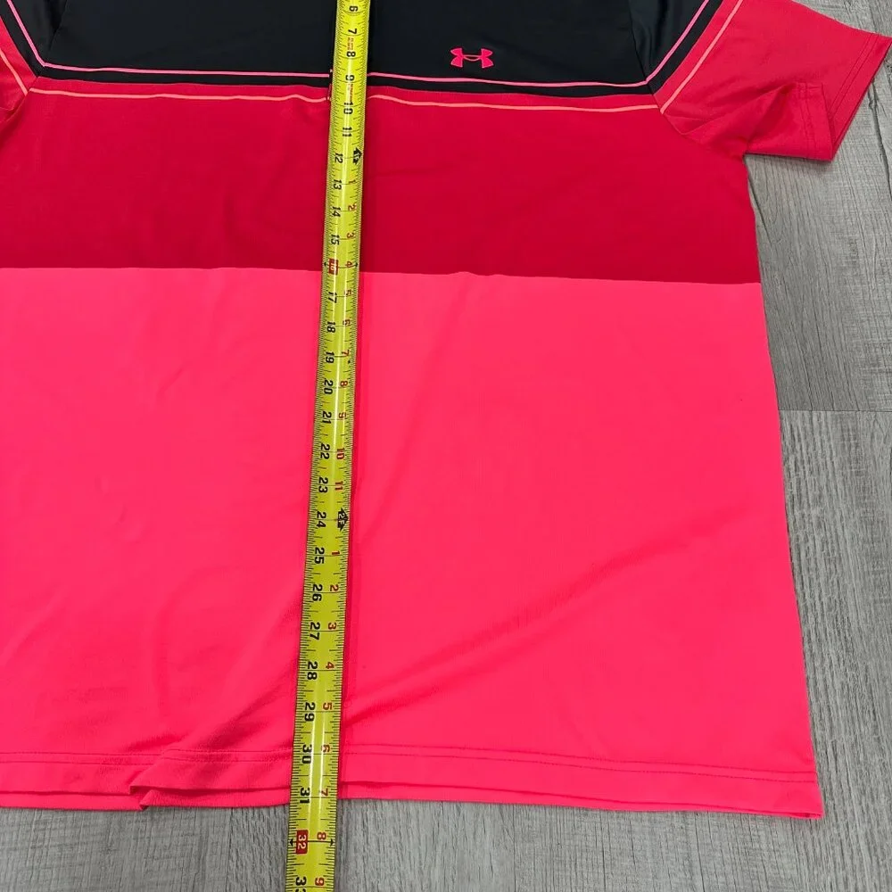 Under Armour 3XL Playoff Polo Shirt Men's Pink Stripe Loose Fit Golf Athletic - Picture 4 of 6
